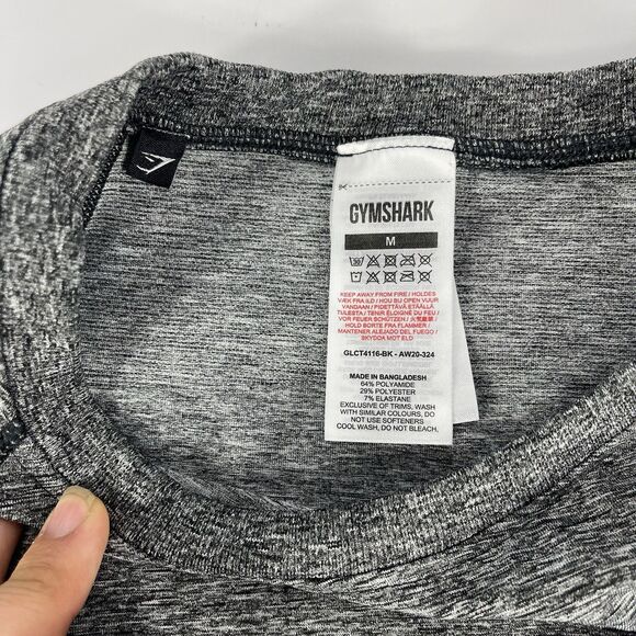 Gymshark Adapt Ombre Seamless Long Sleeve Crop Top Black Grey Size M - Picture 6 of 6